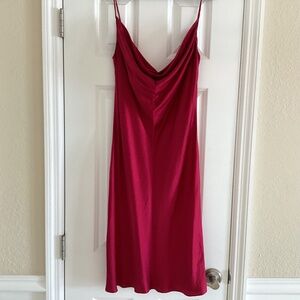 Vintage Victoria’s Secret Gold Label 100% Silk Ruby Red Chemise Slip Dress Gown